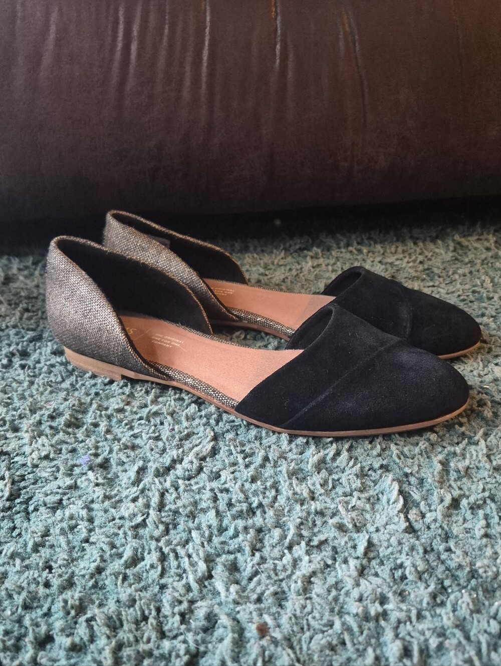 Toms Jutti D'Orsay Flats Gray Black Size 9.5